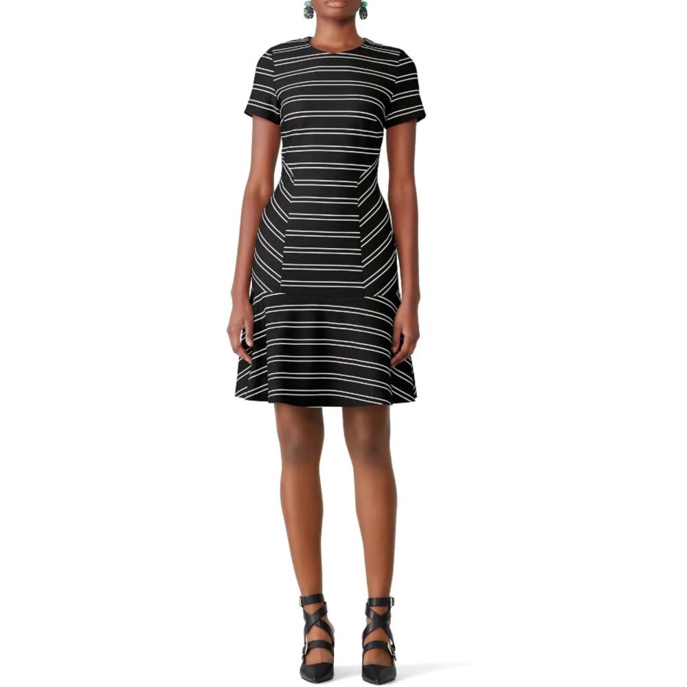 Hutch Stripe Eleanor Dress Crewneck Short Sleeve Black White Womens Plus Size 1X
